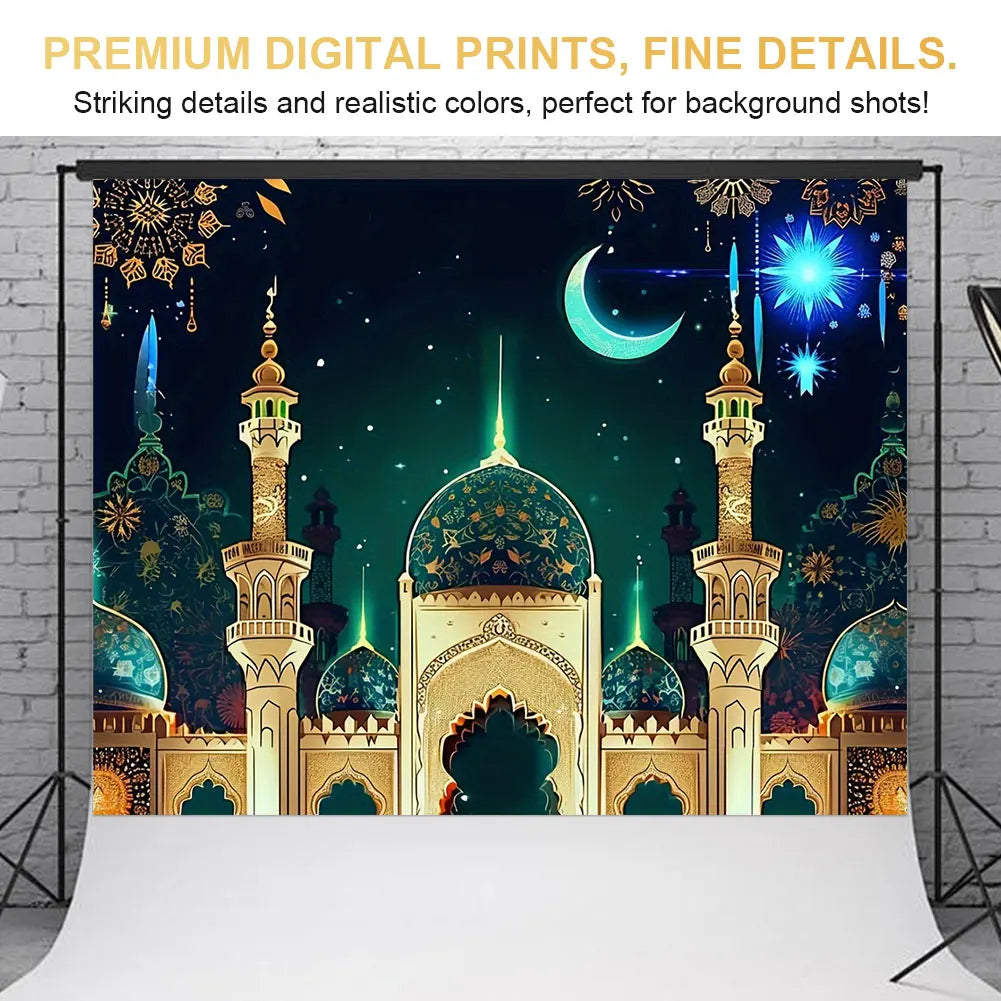 Eid Mubarak Backdrop Eid Mubarak Banner 70x90 Inch Ramadan Mubarak Hanging Sign Islamic Eid Mubarak Ornament Ramadan Supplies