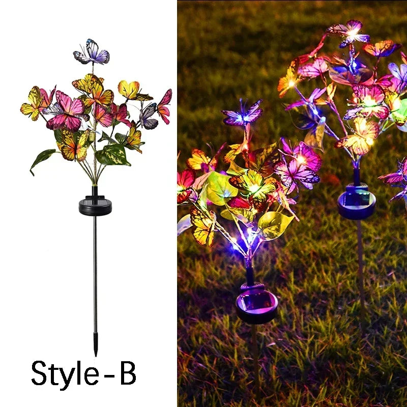 Ramadan Decorations 2026 Wedding Party Valentine's Day Camping LED Outdoor Garden Fairy Simulation Butterfly Solar Lawn Lamp
