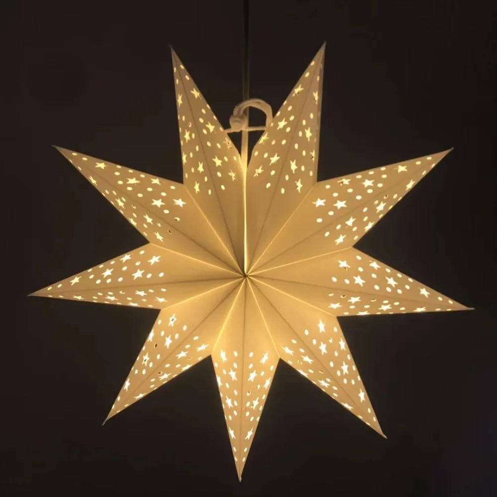 New Hollow Star Hanging Pendants 35/45cm Eid Mubarak Islam Muslim Light Paper Lantern Home Decorations