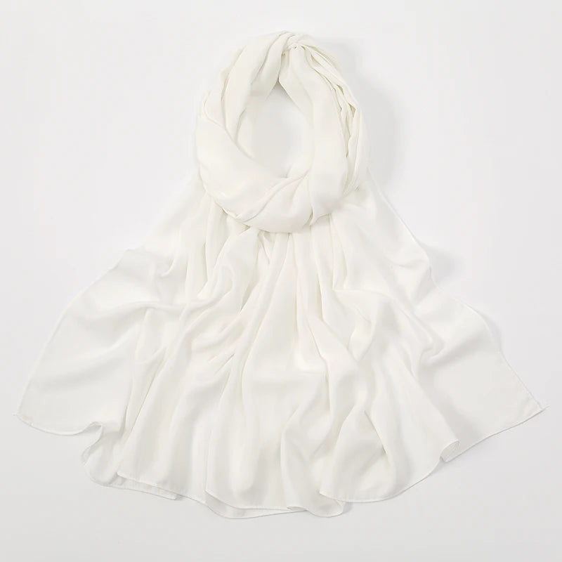 New Medina Silk Chiffon Hijab Premium Chiffon Muslim Hijabs Scarf For Women Heavy Poka Chiffon Shawl Headscarf Wrap Islam Turban