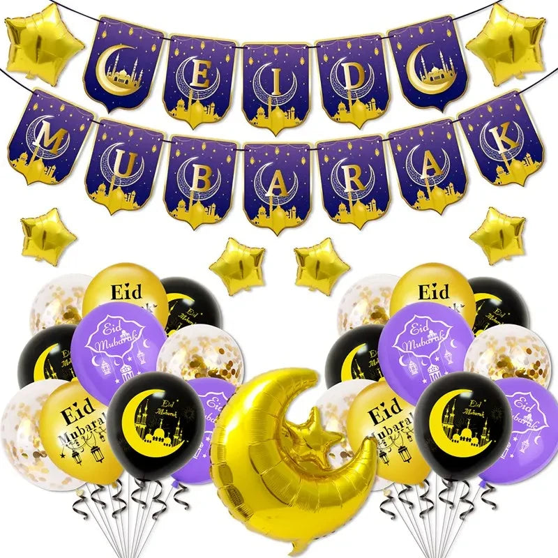 Eid Mubarak Balloons Background Ramadan Kareem Decoration Ramadan Mubarak Islamic Muslim Happy Eid Festival Party Supplies 2025