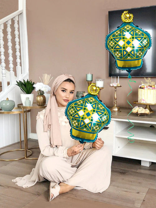 2/4pcs Green Ramadan Aluminum Foil Balloons for decoration, suitable for Ramadan, Eid al-Fitr parties,Eid celebrations.