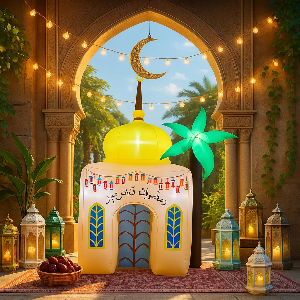 Ramadan Eid Mubarak Inflatable Decorations with LED Lights Muslim Islamic Holiday DIY Party Supplies  Outdoor Yard Ornament