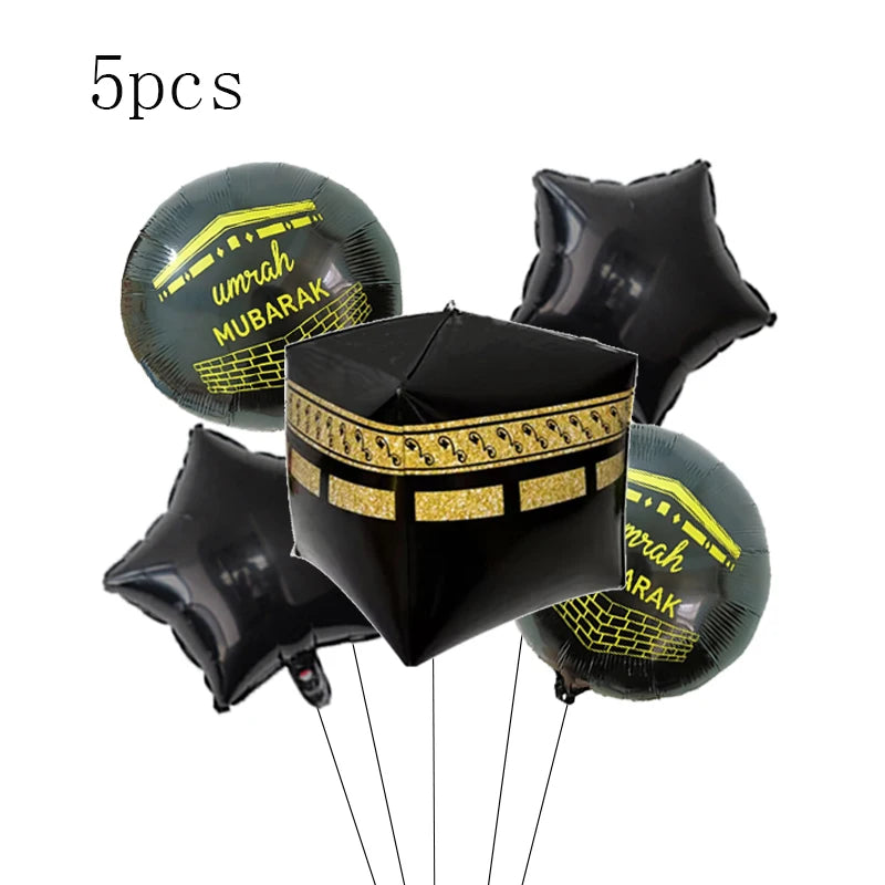 Eid Mubarak Round Star Moon Foil Balloon Ramadan Kareem Islamic Muslims Umrah Mubarak  Eid al Fitr Festival Party Decor Supplies