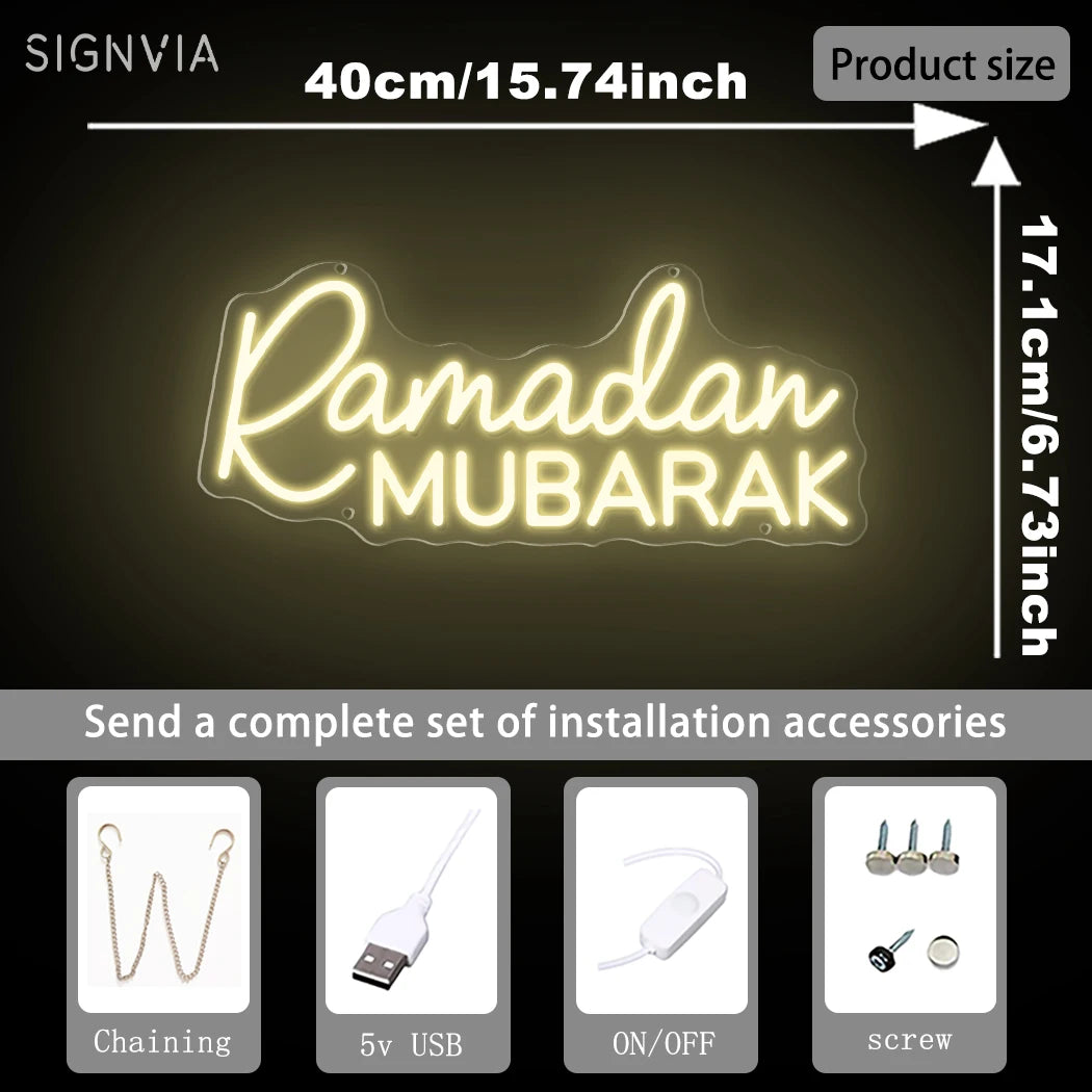 Ramadan Kareem Neon Sign Wall Decoration USB Powered Ramadan LED for Home Bedroom Store Bar Restaurant Party Gift Art Wall Decor