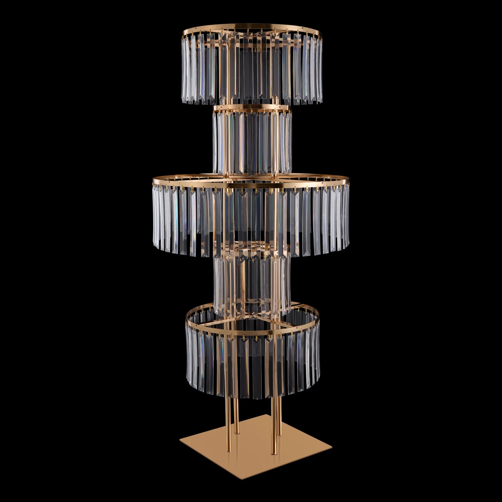 Gold 5 Tier Wedding Crystal Flower Rack Centerpieces Flower Stand Wedding Party Backdrop Stand Freestanding Floral Holder