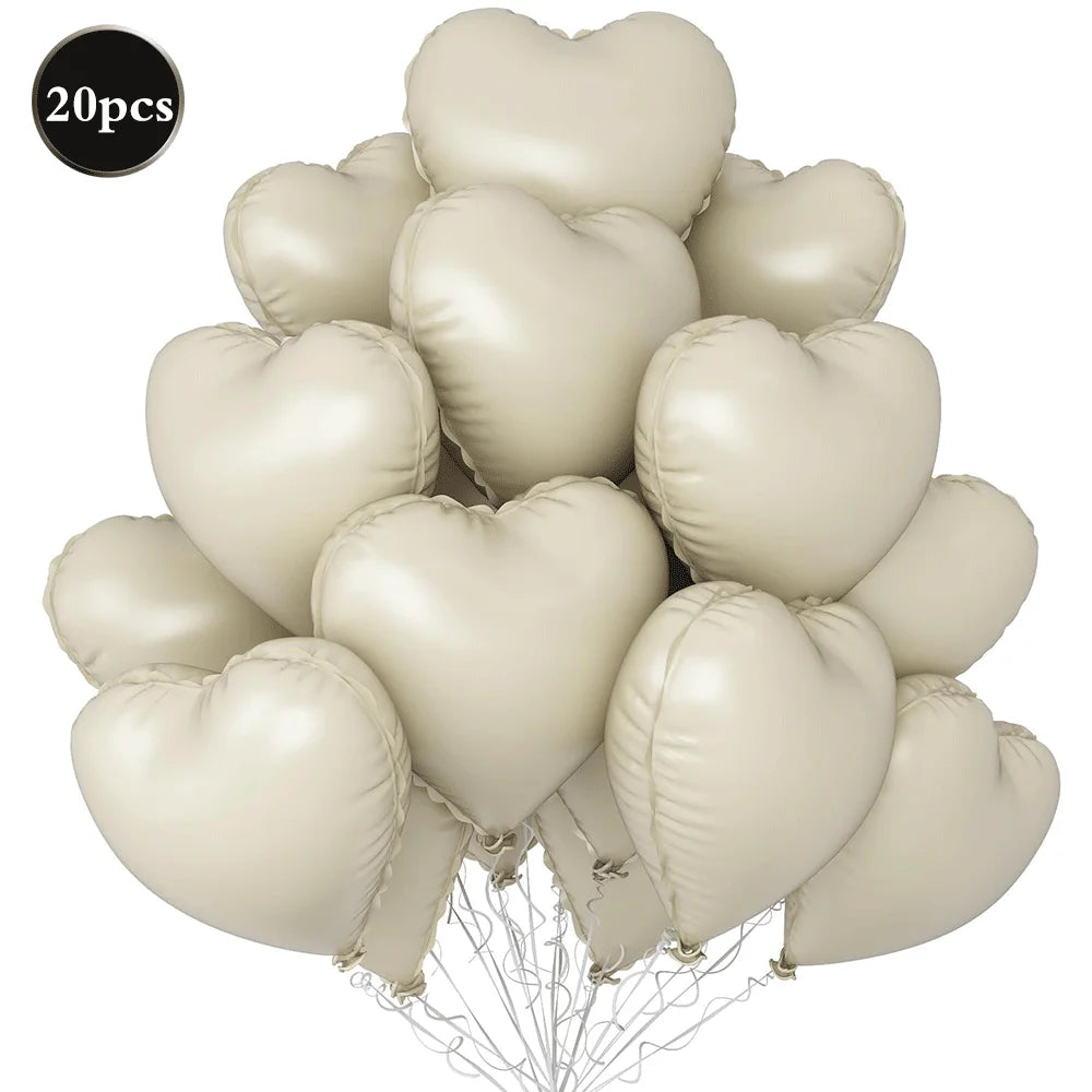 20Pcs Heart Balloons 18inch Cream Pink Love Heart Shaped Balloon Girls Birthday Party Bridal Wedding Valentine's Day Decorations