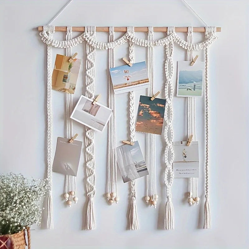 Family Photos Tapestry Home Decor Macrame Wall Hanging with Tassel Eid Ramadan Decoration Housewarming Gift