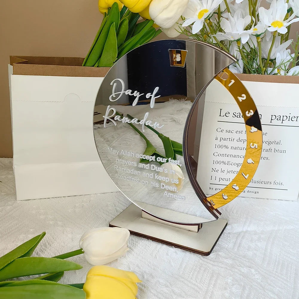 1 Pcs Ramadan Calendar Acrylic Eid Mubarak DIY Countdown 2024 Ramadan Decorations Countdown Ramadan Party Ornament