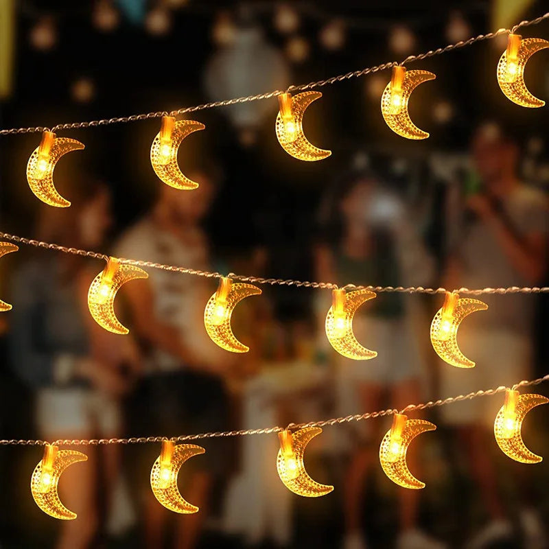 1.5M 10LED Moon Star Eid Mubarak String Light Ramadan Decorations for Home 2023 Ramadan Kareem Islamic Muslim Party Eid Al Adha