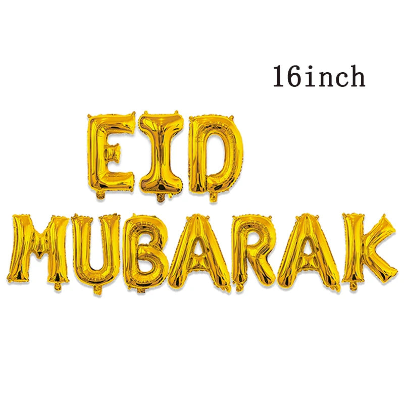 1set 16inch eid mubarak foil balloons Islam Muslim Eid-ul-fitr party Decoration Kareem party supplies umrah mubarak Balloons