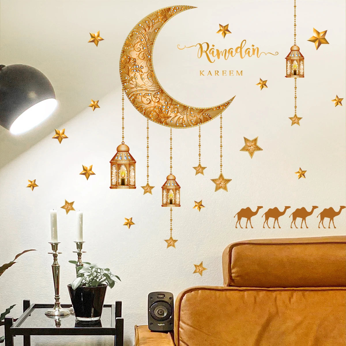 Eid Mubarak Window Sticker 2025 Kareem Ramadan Decor for Home Ramadan Mubarak Wall Sticker Islamic Muslim Wall Decals Decor