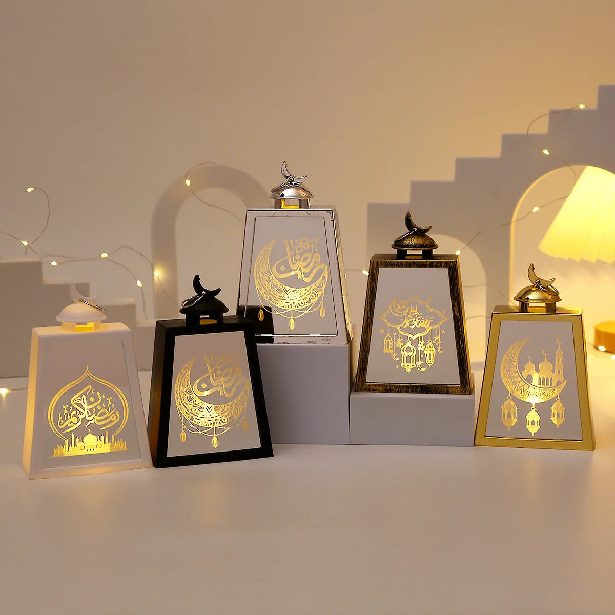 Ramadan Kareem Led Lantern Light Eid Mubarak Ornaments Decoration for Home 2025 Islamic Muslim Party Supplies Eid Al-Fitr Gift