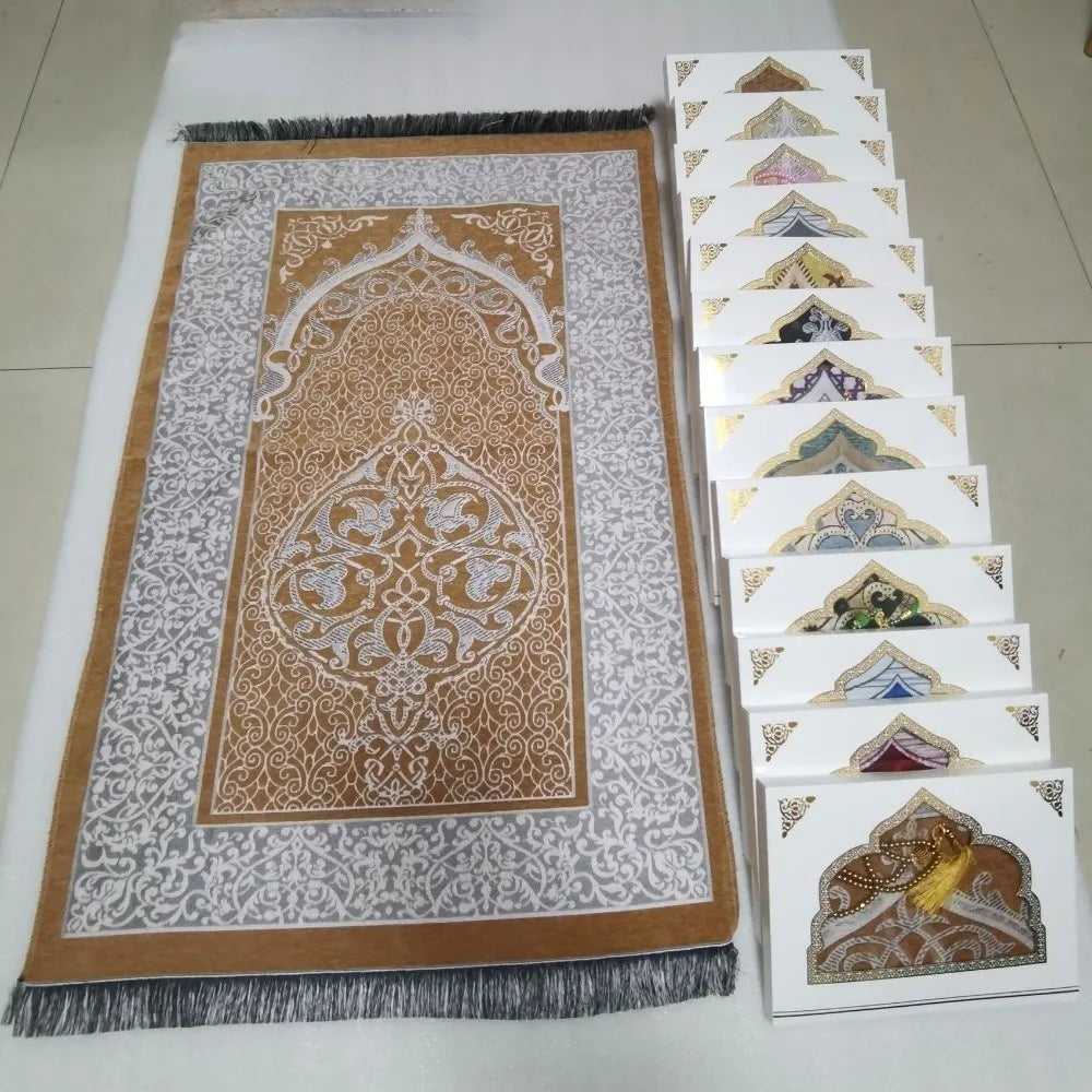 Printed Floor Mat 70x110cm Muslim Prayer Rug Non-slip Foldable Islamic Prayer Mat Rectangle Ethnic Style Janamaz Sajadah Eid