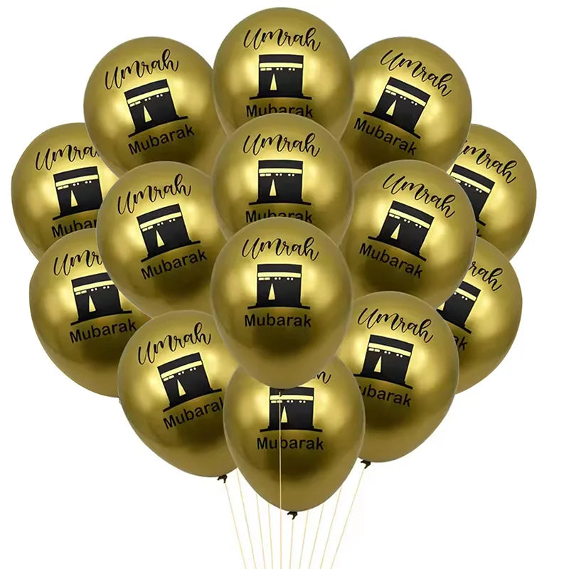 15/20Pcs Black Gold Umrah Mubarak Latex Confetti Balloon Ramadan Kareem Decor Eid Mubarak Islamic Muslim Festival Party Supplies