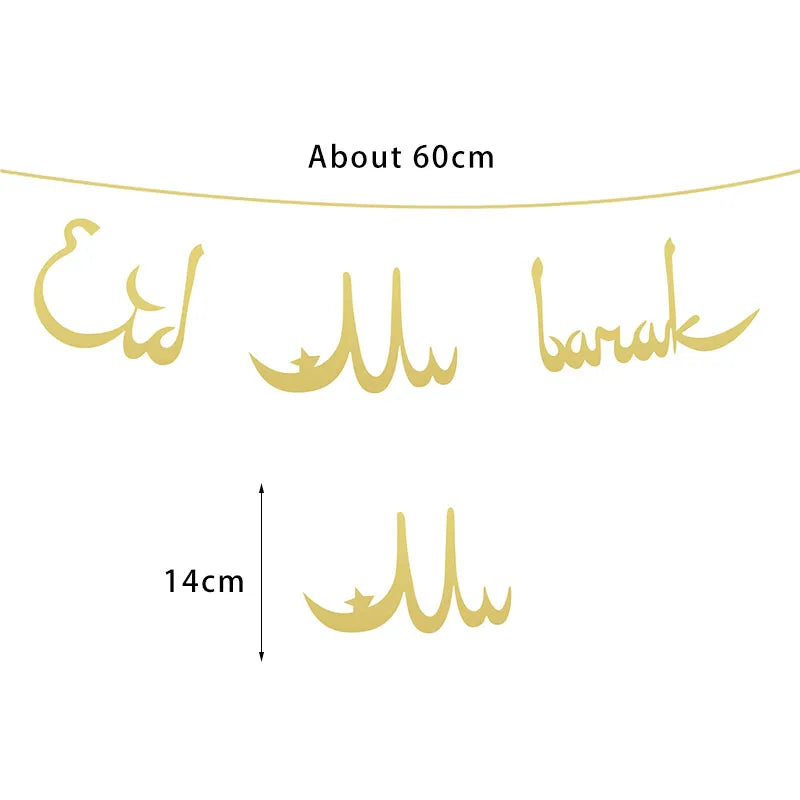 EID Mubarak Banner 2025 Decorations Ramadan Kareem Star Moon Garland Bunting Hanging Ornament Muslim Umrah Mubarak home decor