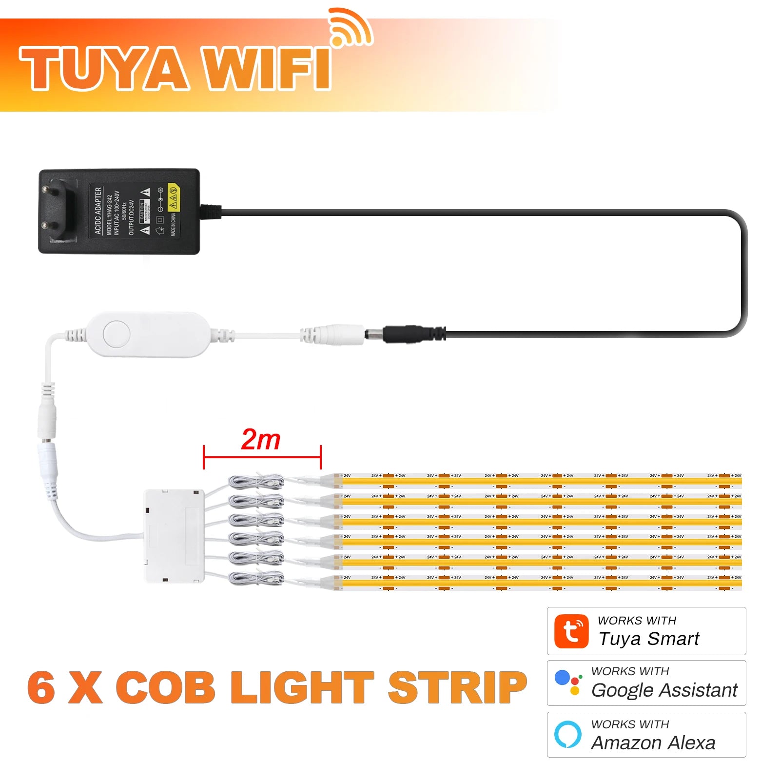 WiFi Zigbee Under Cabinet COB Led Strip Dimmable Bookcase Wardrobe Closet Ribbon Light Kit Collection Display Backlight LED Tape