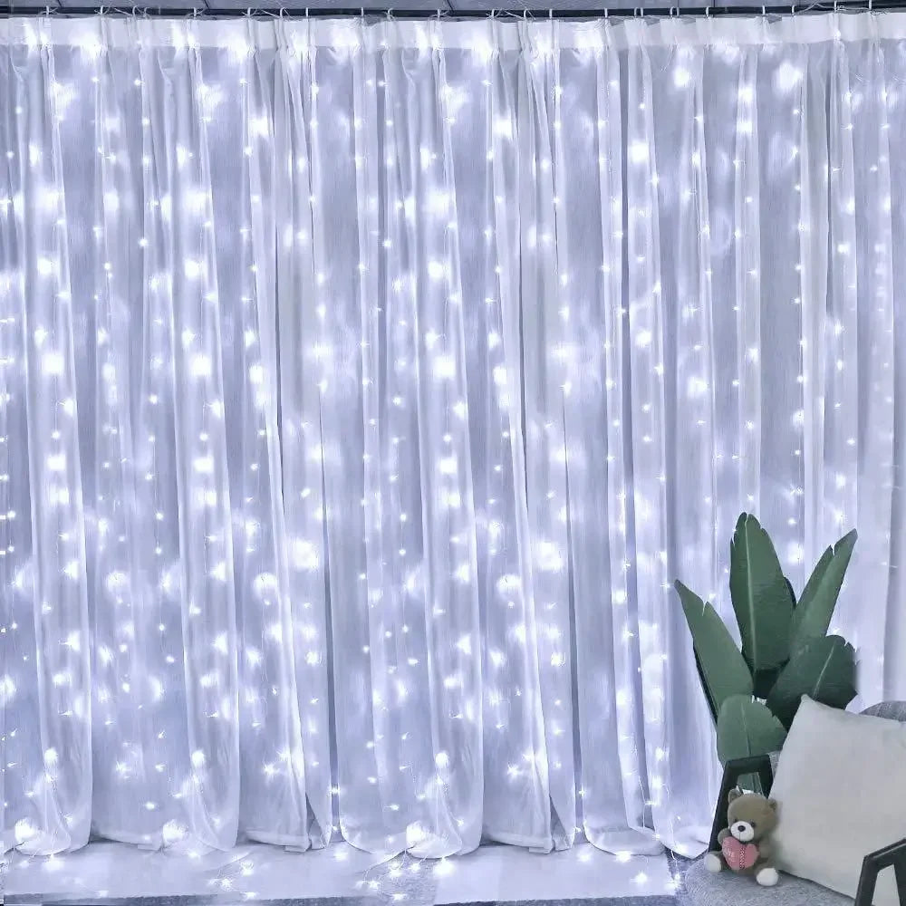 Width 3M LED Garland Curtain Lights 8 Mode Remote Control Fairy Light String Wedding Christmas Decor for Home Ramadan Festival