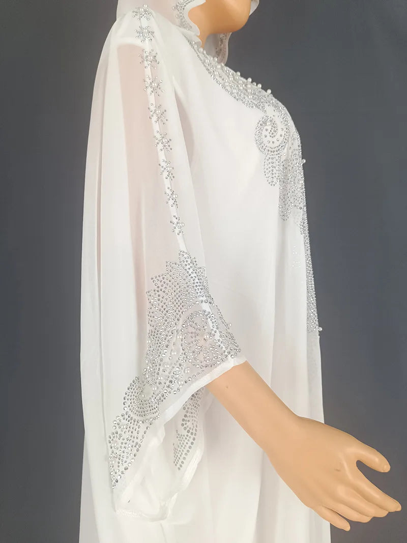 Eid Muslim Dress for Women – Hooded 2-Piece Diamond Jalabiya Kaftan