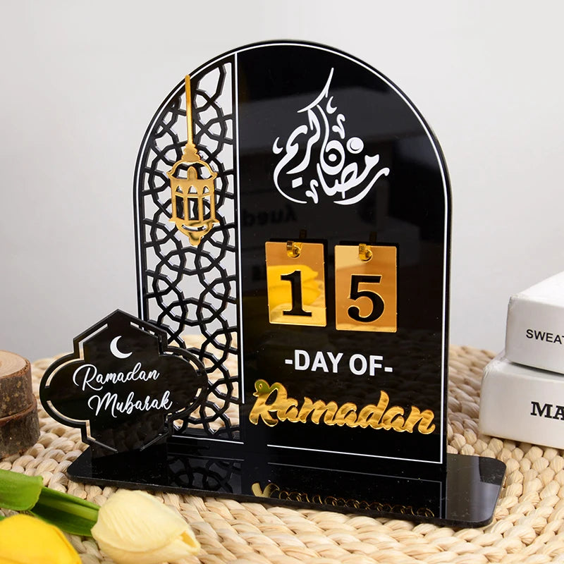Acrylic Ramadan Countdown Calendar Gifts Day of Ramadan Calendar with Replacing Number 2026 Eid Mubarak Home Decoration Ornament