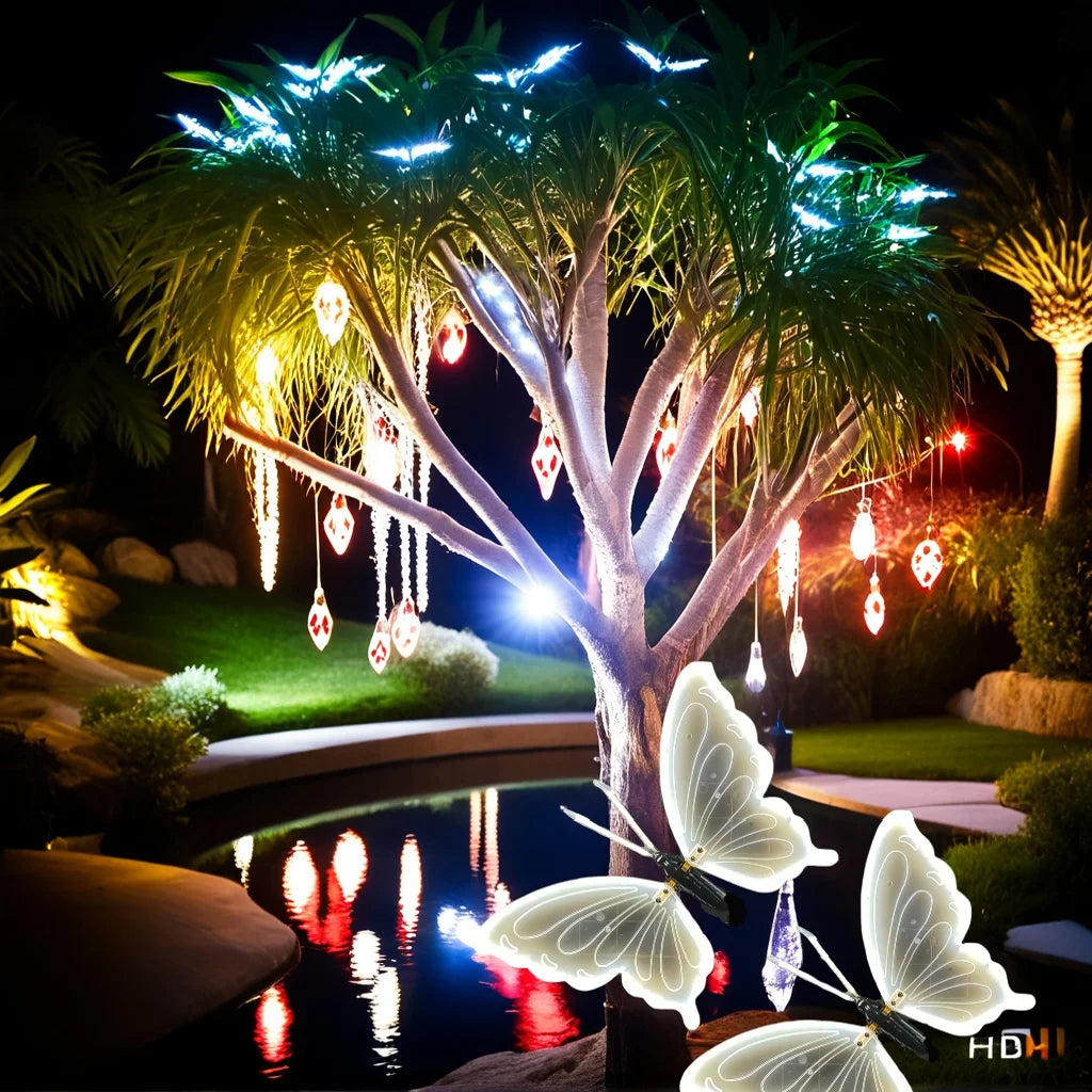 1pcs LED Outdoor Simulation Dynamic Static Butterfly Lights for Festival Home Decor Holiday Party DIY Decorations