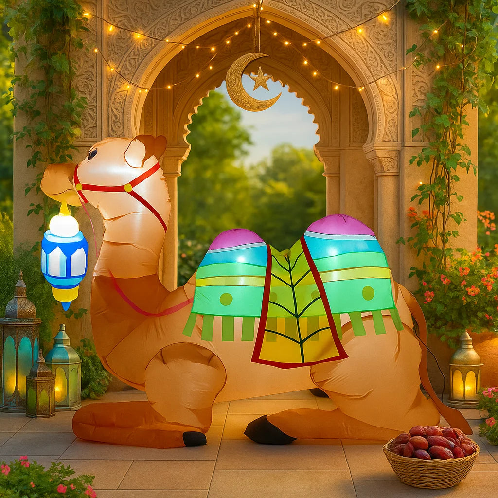 Ramadan Eid Mubarak Inflatable Decorations with LED Lights Muslim Islamic Holiday DIY Party Supplies  Outdoor Yard Ornament