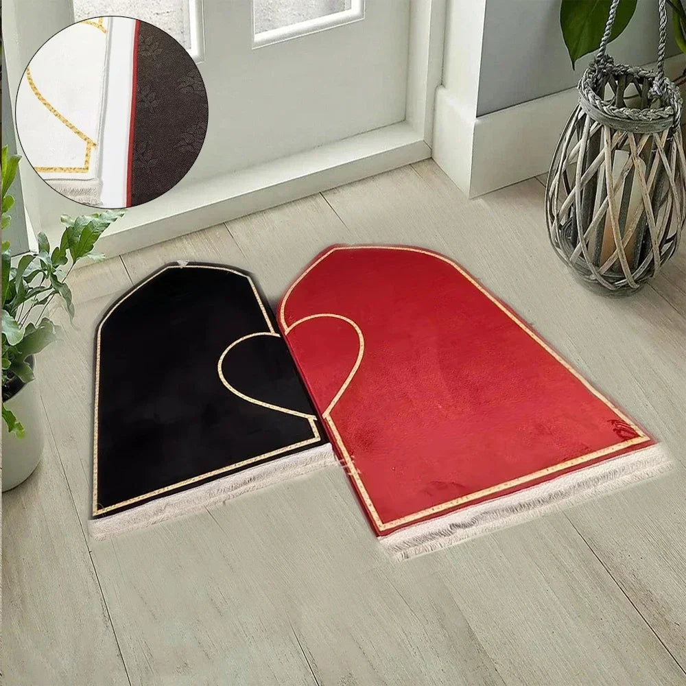 Couple Set Prayer Mat Thick Printed Flannel Adult Worship Mats Prayer Carpets for Living Room Rugs Alfombras Para Sala