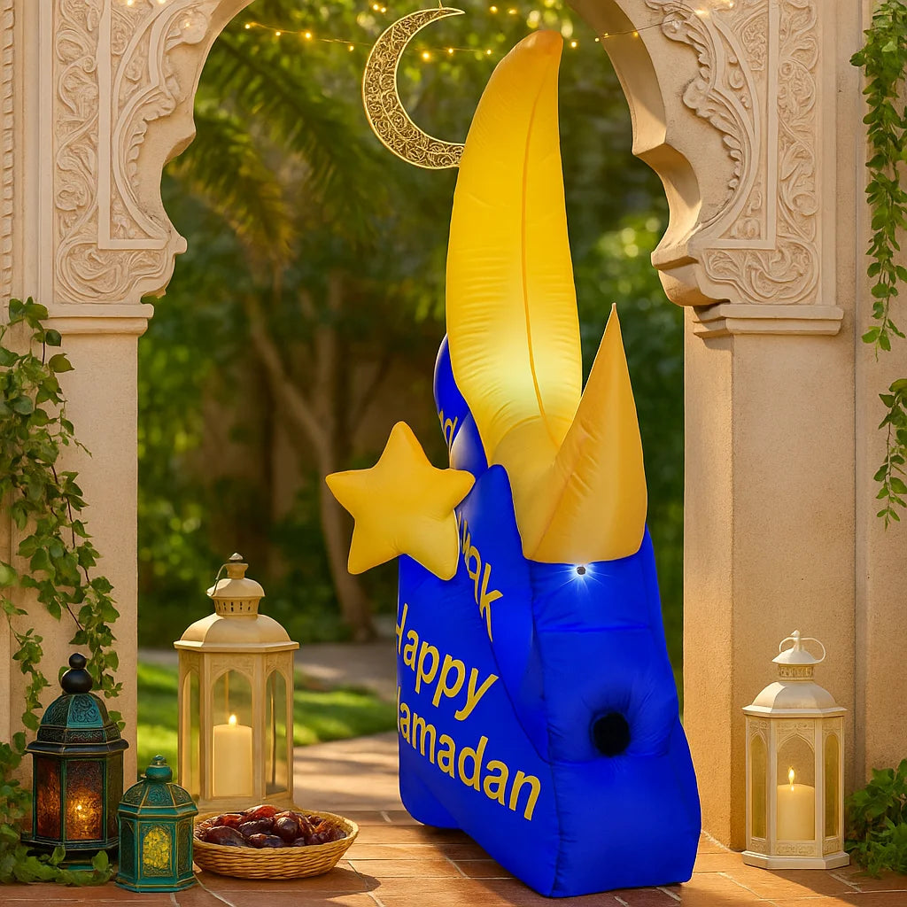 Ramadan Eid Mubarak Inflatable Decorations with LED Lights Muslim Islamic Holiday DIY Party Supplies  Outdoor Yard Ornament