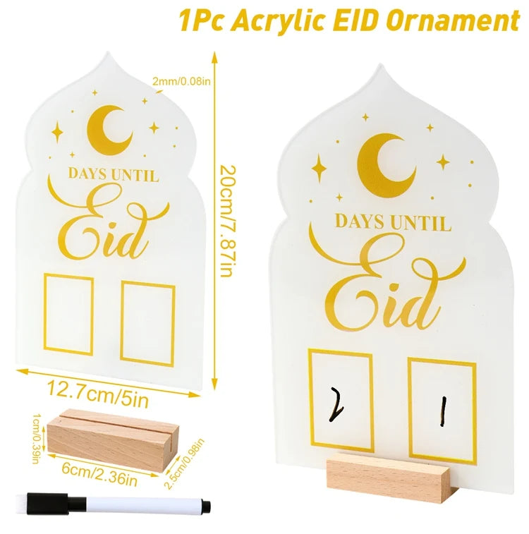 Ramadan Countdown Calendar Acrylic Eid Mubarak Ornament Kareem Ramadan Decoration 2025 For Home Islamic Muslim Party Decor Gifts