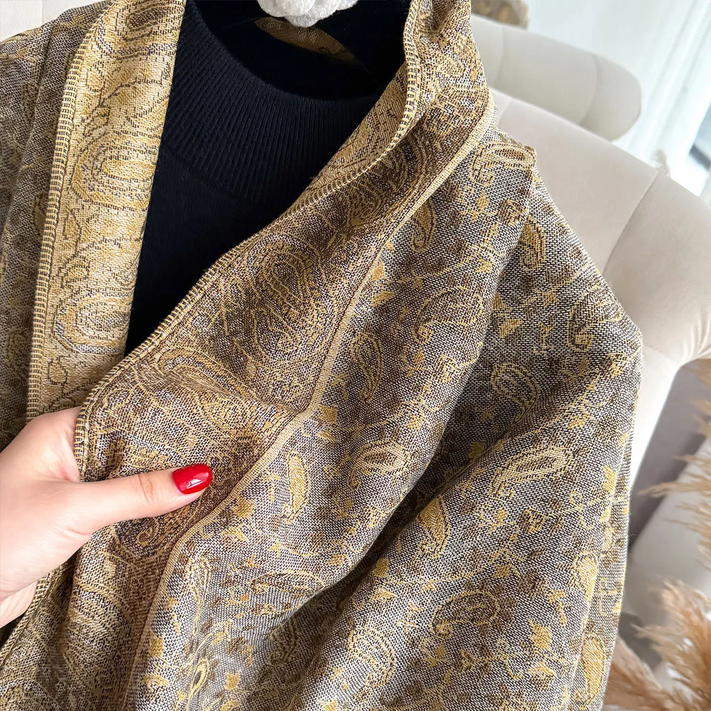 Large Size Pashmina Shawl Tassel Paisley Small flowers Element Scraf Casual Outdoor Wear Muslim Headscarf Elegant Wrap for Women