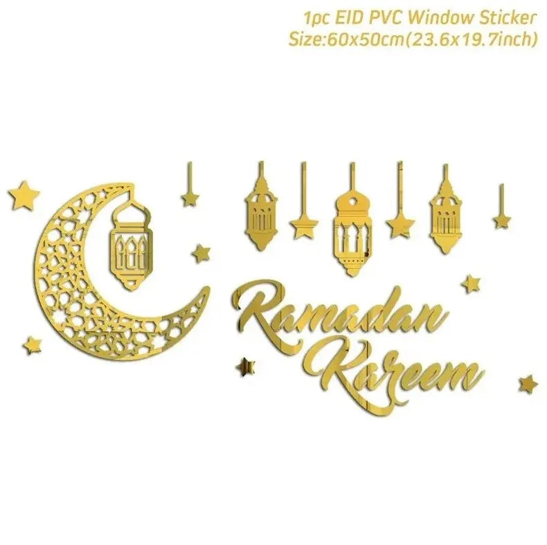 Eid Mubarak Window Stickers Kareem Ramadan Decoration 2025 For Home Islamic Muslim Party Decor Mubarak Ramadan Wall Sticker Gift