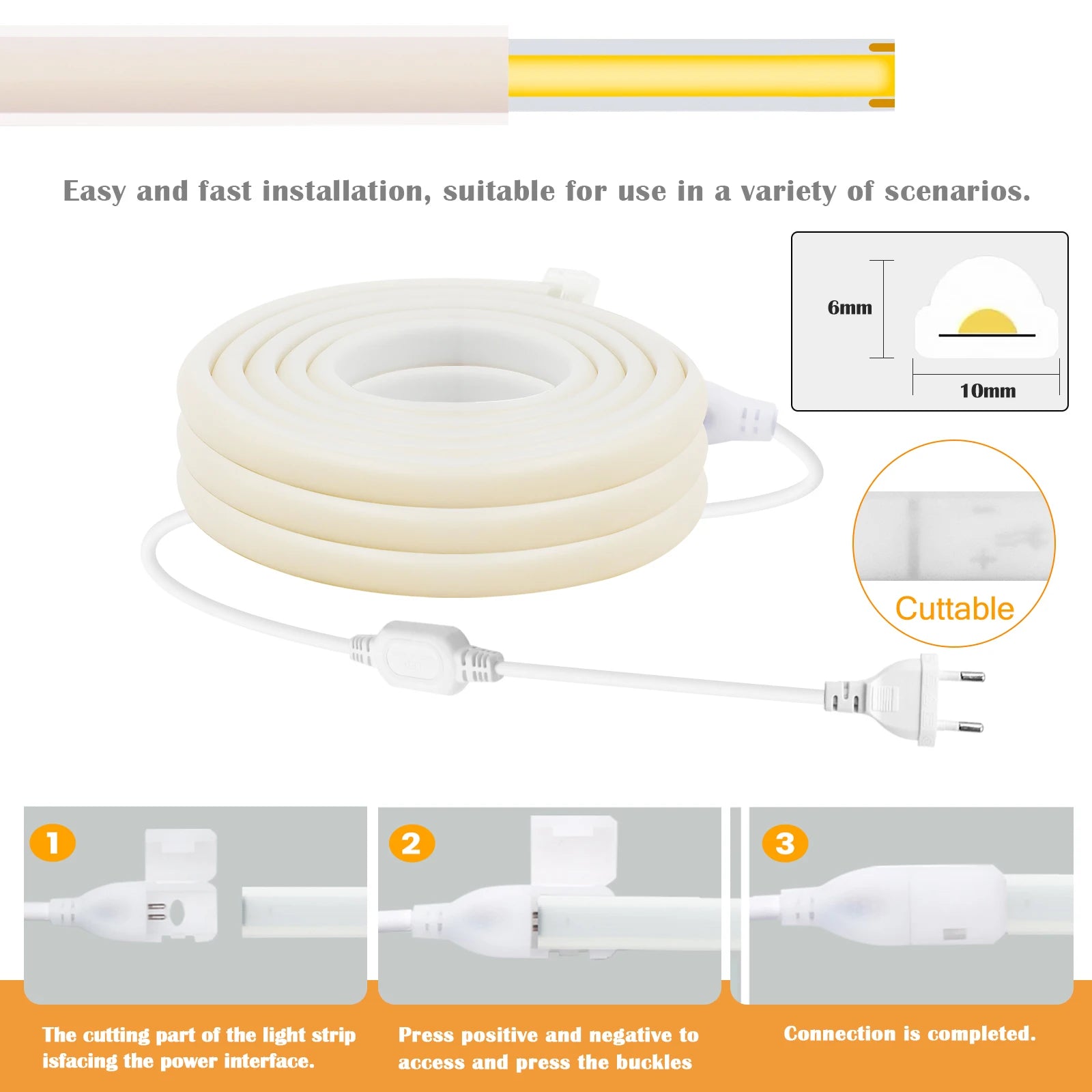 110V 220V COB LED Strip Outdoor Waterproof Decor 5/10/15/20M Neon Led Strip with EU UK US Plug Garden Lights For Kitchen Bedroom