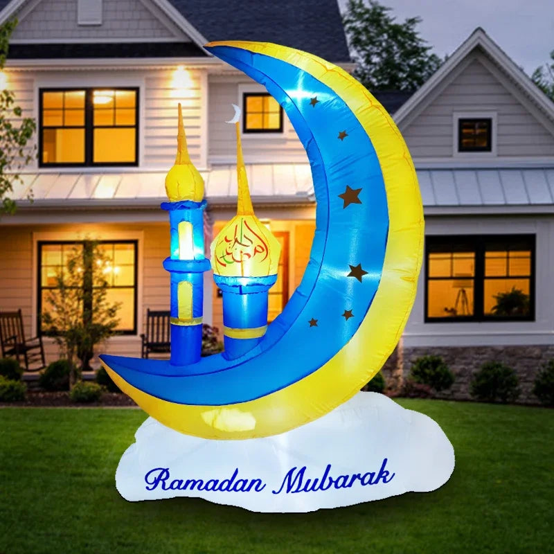 Inflatable Ramadan Decoration Eid Mubarak Muslim/Islamic Decorations Built-in LED Lights Inflatable Toys Outdoor Garden Decor
