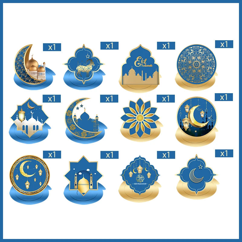 1Set Ramadan Mubarak Paper Banner Garland Hanging Pendant 2025 Islamic Muslim Party Moon Castle Decor EID Party Gift Supplies