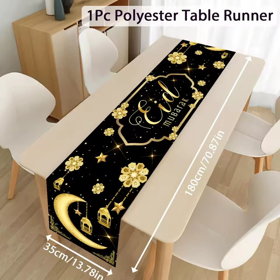 Ramadan Table Runner Eid Mubarak Decoration 2026 for Home Ramadan Kareem Ramadan Mubarak Islamic Muslim Party Eid Al-Fitr Gifts