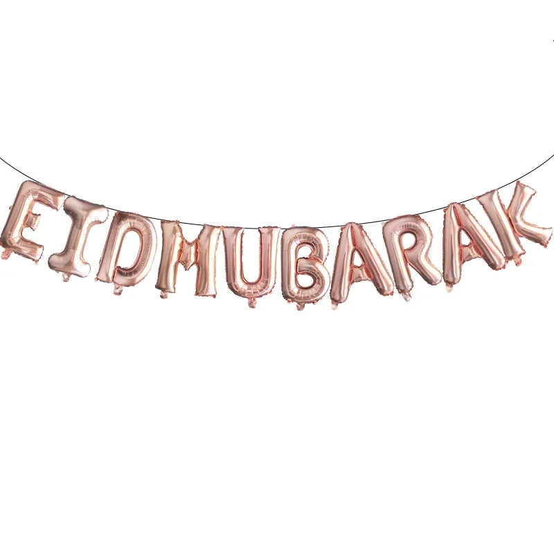 Eid Mubarak Balloons Muslim Aid Hajj Moubarak Decor Ramadan Kareem Festival Decoration Banner Star Moon Heart Foil Balloon Party