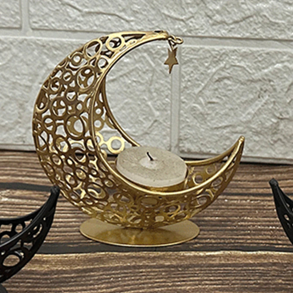 Eid Mubarak Candle Holder Moon Candle Holder Home Islamic Muslim Party Decor Ramadan Candlestick Holder Eid Mubarak Table Decor