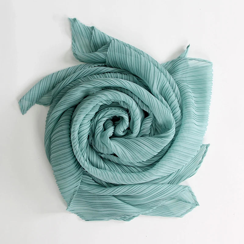 Miyake Pleated Scarf Wide Long Silk 2025 Cape Women Windscreen Shawl Shoulder Designer Korean Scarf Hijabs For Woman