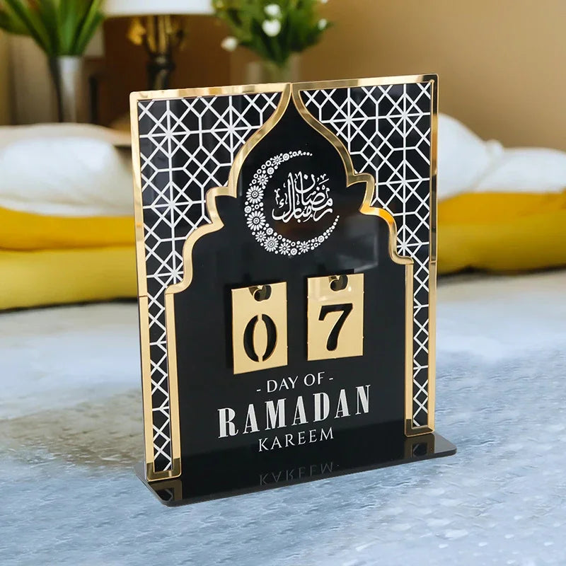 Acrylic Ramadan Countdown Calendar Gifts Day of Ramadan Calendar with Replacing Number 2026 Eid Mubarak Home Decoration