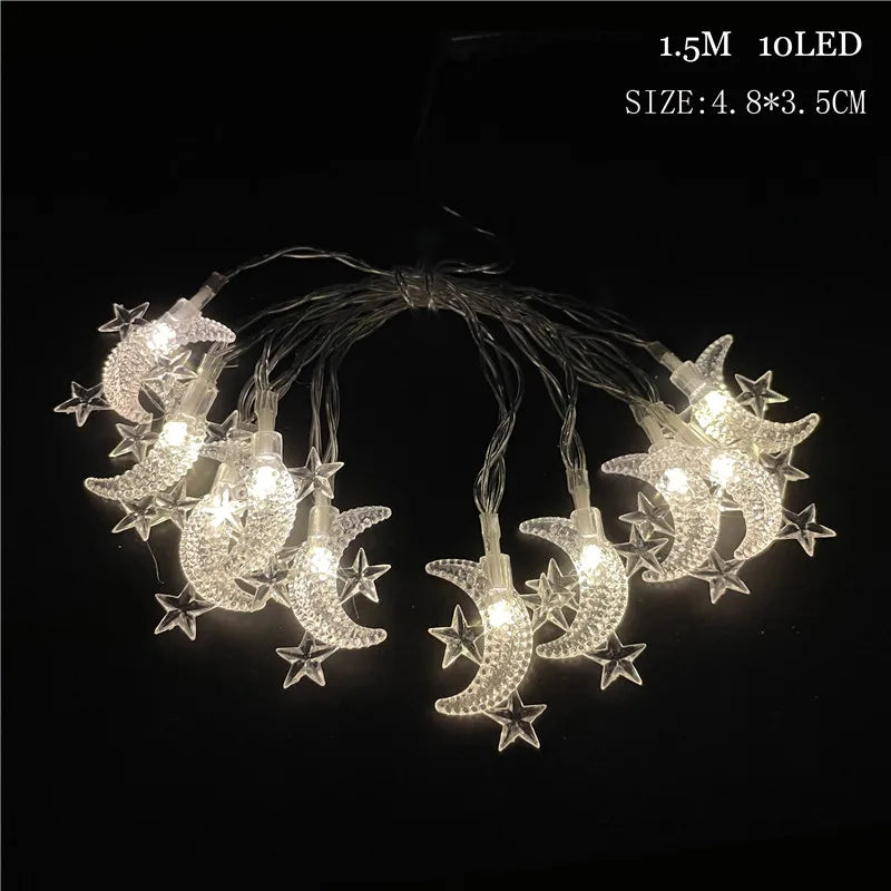 Ramadan Decoration Lighted Birch Trees Star Moon String Lights Eid Mubarak Tabletop Tree Decoration Islamic Muslim Kareem Party