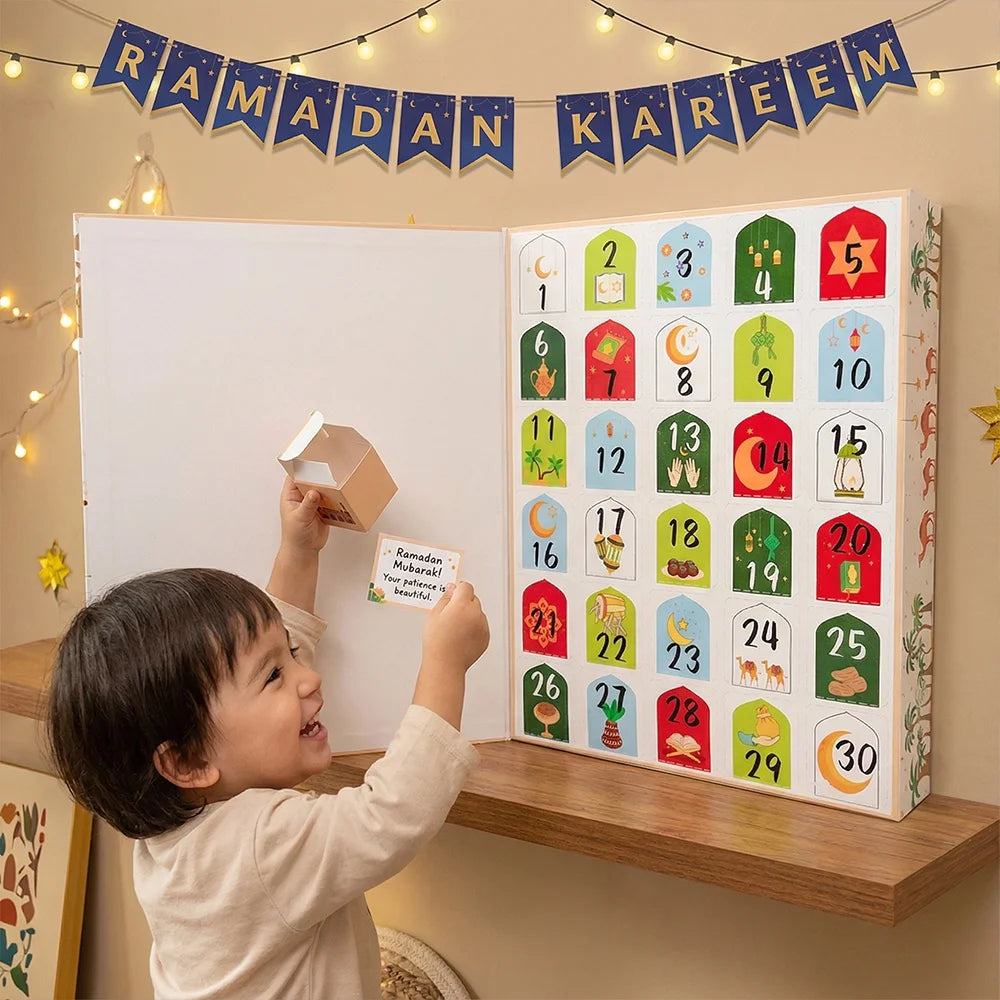 5pcs Ramadan Advent Calendar | 30-Segment Countdown Fun Box with 30 Empty Boxes, Daily Surprise Mechanism,Eid Mubarak Gift Box