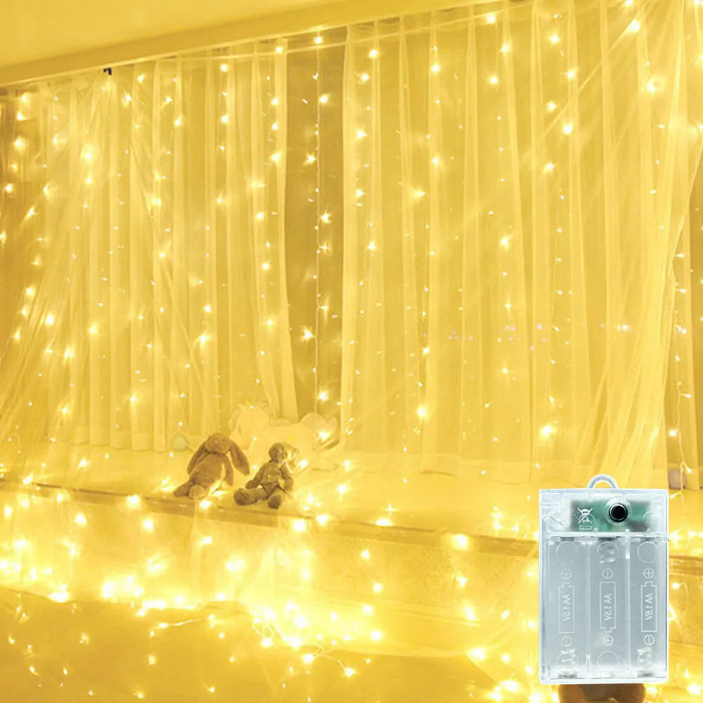 Wedding Outdoor Decor 2026 Ramadan Decoration Valentine's Day LED Curtain String Light Eid Mubarak for Home Fairy Battery Power