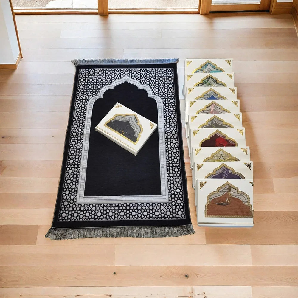 Printed Floor Mat 70x110cm Muslim Prayer Rug Non-slip Foldable Islamic Prayer Mat Rectangle Ethnic Style Janamaz Sajadah Eid