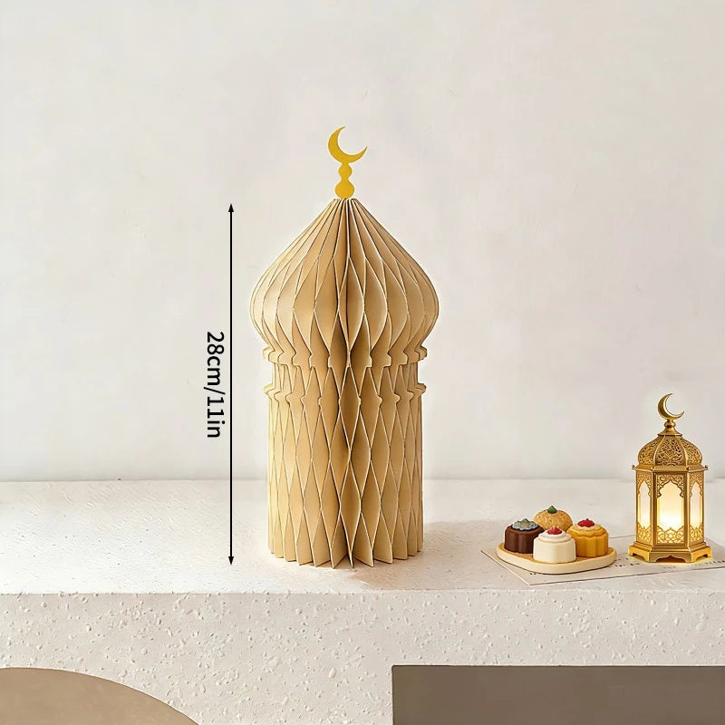 Ramadan Paper Art Desktop Decoration Castle Decoration 3d Honeycomb Castle Eid Al Fitr Party Stars Castle Party Products Gifts