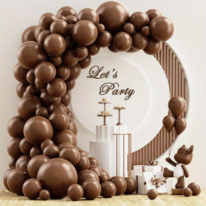 129PCS Brown Balloon Arch garland kit, 18 "10" 5 "dark brown balloons in different sizes, suitable for birthdays, events, etc