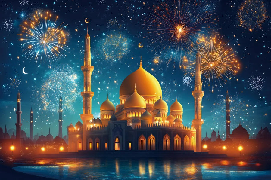 Ramadan Mubarak Backdrops Eid Al Adha Moon Islam Muslim Celebration Eid Party Night Decoration Background Photo Shoot Prop Gift