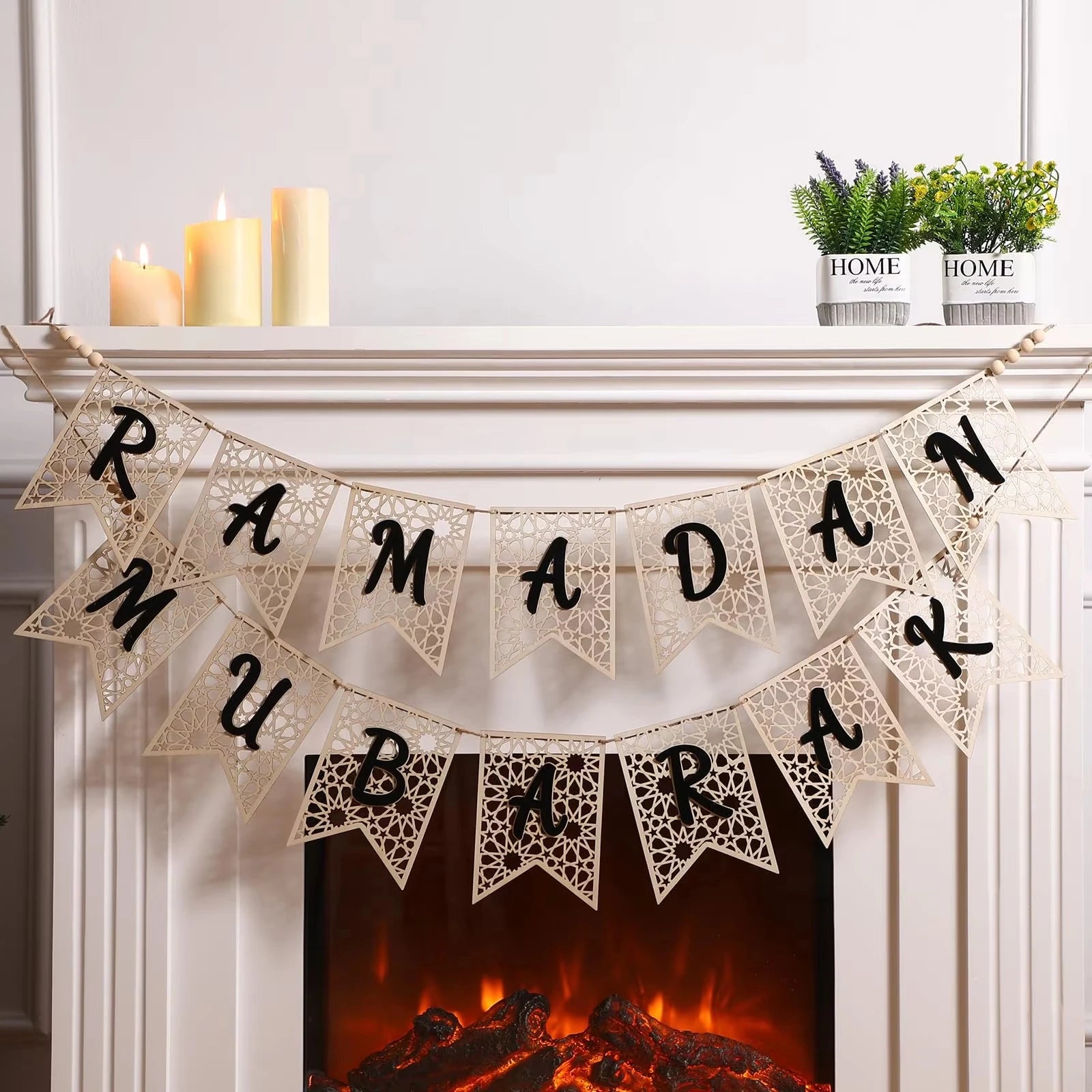 Eid Decoration Ramadan 2026 Wooden Mubarak Banner Decorations Eid Festival Party Decor Party Supplies For Home Decoration
