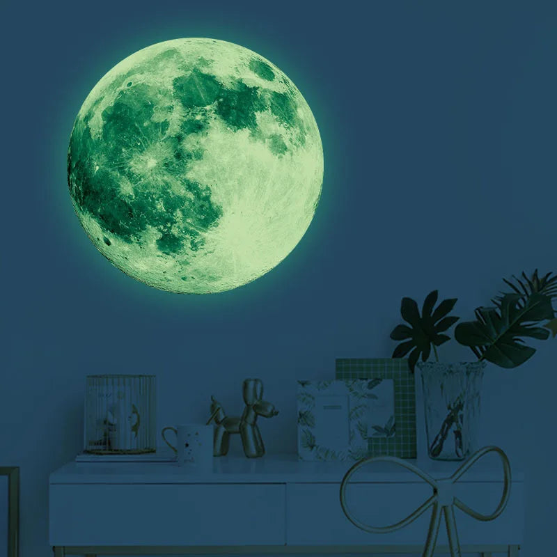 Luminous Moon Stickers Star Sky Fluorescent Wall Decals Glow in the Dark Kids Bedroom Living Room Bathroom for Home Decorations