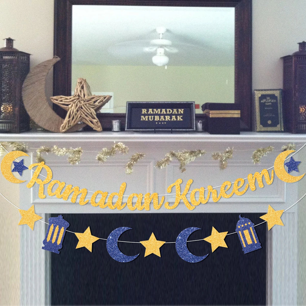 Eid Mubarak Ramadan kareem Banner Pull The Flag Eid Ramadan Decor For Home 2025 Ramadan Muslim Islamic Party Decor Supplies