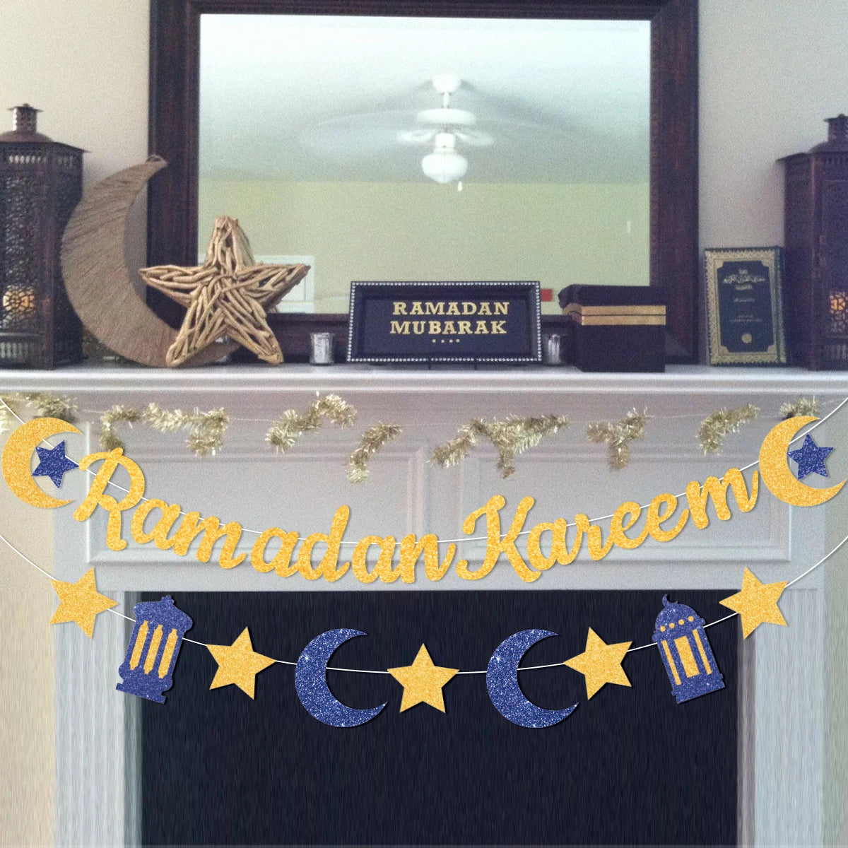 Eid Mubarak Ramadan kareem Banner Pull The Flag Eid Ramadan Decor For Home 2025 Ramadan Muslim Islamic Party Decor Supplies